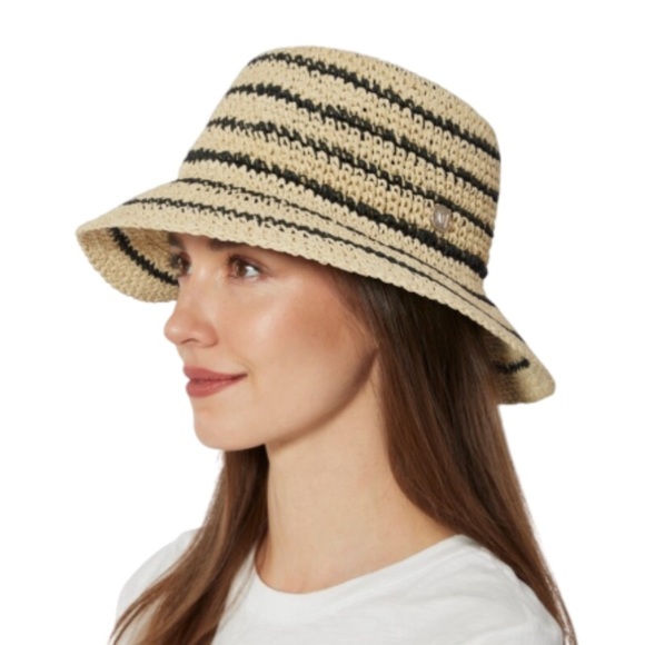 BRUNO MAGLI Stripe Crochet Straw Bucket Hat In Natural - OS - Picture 1 of 9